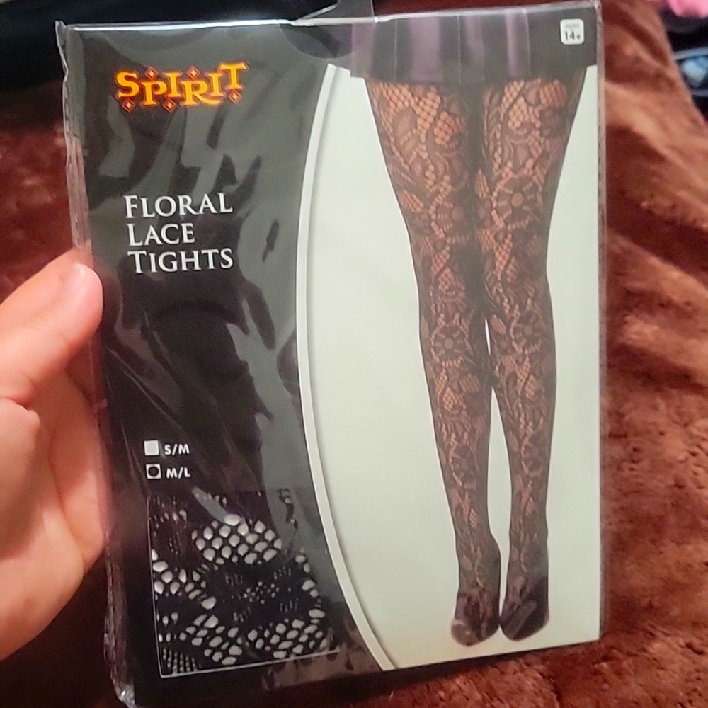 Floral lace tights